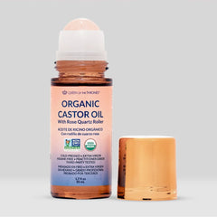 Organic Golden Castor Oil Roll-On with Rose Quartz Roller | Facial & Beauty Oil